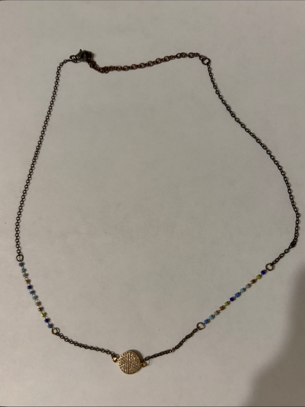 Delicate Gold Disc & Beaded Chain Necklace - Women Jewelry